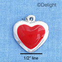 C1220 - Heart - Red - Silver Charm