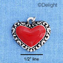 C1221 - Heart - Red - Silver Charm