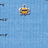 C1222 - Bee - Front Yellow - Silver Charm Mini