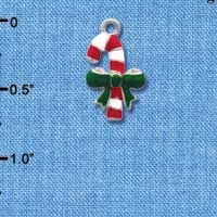 C1228* - Candy Cane - Bow Green - Silver Charm