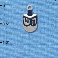 C1229 - Dreidl - Blue - Silver Charm