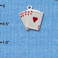 C1254 - Card Hand - Hearts - Silver Charm