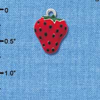 C1258 - Large Enamel Strawberry - Silver Charm