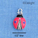 C1272 - Ladybug - Pink Heart - Silver Charm Mini