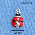 C1273 - Ladybug - Red Heart - Silver Charm Mini