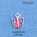 C1274 - Butterfly - Pink Purple - Silver Charm