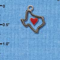 C1293 - Texas - Outline Rope Heart - Silver Charm