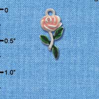 C1295* - Flower - Rose Pink - Silver Charm (Left or Right)
