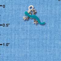 C1301 - Lizard - Teal - Silver Charm