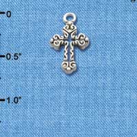 C1308 - Fancy Antiqued Cross - Silver Charm