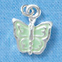 C1321 - Butterfly - Green Pastel - Silver Charm