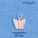 C1323 - Butterfly - Pink Pastel - Silver Charm