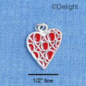 C1325 - Heart - Xoxo Red - Silver Charm