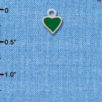 C1327+ - Heart - Green 2 Sided - Silver Charm Mini