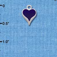 C1329 - Heart - Long Purple - Silver Charm Mini