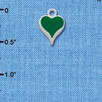 C1330 - Heart - Long Green - Silver Charm Mini