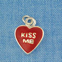 C1336 - Heart - Kiss Me Red - Silver Charm Mini