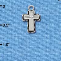 C1357 - Silver Cross with Rope Border - Silver Charm