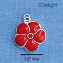 C1375 - Pansy - Stone Red - Silver Charm