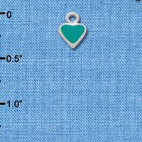 C1391+ - Heart - Teal 2 Sided - Silver Charm Mini