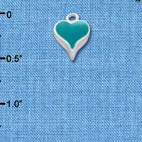 C1398 - Heart - Long Teal - Silver Charm Mini