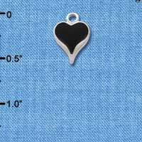 C1403 - Heart - Long Black - Silver Charm Mini