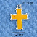 C1406 - Yellow Enamel Cross with Simple Border - Silver Charm