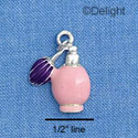 C1411 - Perfume Bottle - Pink Purple - Silver Charm