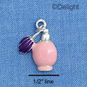 C1411 - Perfume Bottle - Pink Purple - Silver Charm