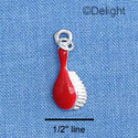 C1412 - Hair Brush - Red - Silver Charm