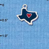 C1427 - Texas - Blue Heart Red - Silver Charm