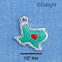 C1428 - Texas - Teal Heart Red - Silver Charm