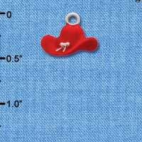 C1431* - Cowboy Hat - Red - Silver Charm (Left or Right)