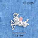 C1438* - Cherub - Bow Arrow Pink - Silver Charm