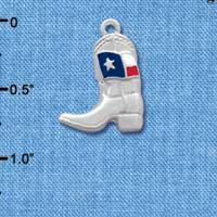 C1455* - Boot - Fancy Texas Flag - Silver Charm