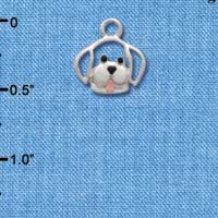 C1490 - Dog - Face Outline - Silver Charm Mini