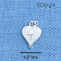 C1514 - White Enamel Heart with Silver Cross - Silver Charm
