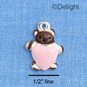 C1528 - Bear - Brown Heart Pink - Silver Charm