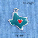 C1542 - Texas - Turquoise Heart Red - Silver Charm