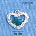 C1543 - Heart - Texas Turquoise - Silver Charm