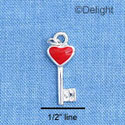 C1547 - Heart - Key Red - Silver Charm
