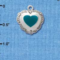 C1582 - Heart - Concho Turquoise - Silver Charm