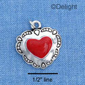 C1583 - Heart - Concho Red - Silver Charm