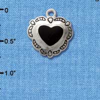 C1585 - Heart - Concho Black - Silver Charm