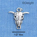 C1641 - Skull - Cow - Silver Charm