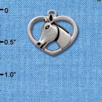 C1652* - Horse Head - Heart - Silver Charm (Left or Right)