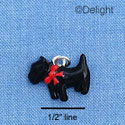 C1657 - Black Enamel Scottie Dog Charm - Silver Charm