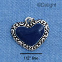 C1662 - Heart - Blue - Silver Charm