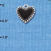 C1665 - Heart - Black Fancy - Silver Charm