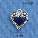 C1674 - Heart - Blue Fancy - Silver Charm